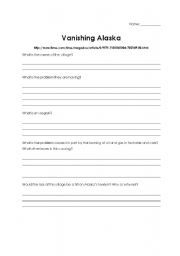 English worksheet: Vanishing Alaska