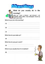 English worksheet: What do you do in the morning?