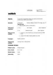 English Worksheet: resume writing