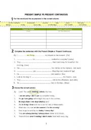 English Worksheet: Present Simple or Present Continuous 