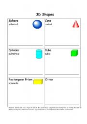 English Worksheet: 3D Shapes