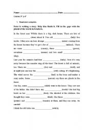 English Worksheet: plurals