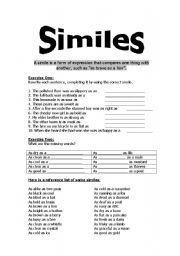 English Worksheet: Similes