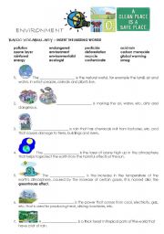 English Worksheet: ENVIRONMENT - BASIC VOCABULARY