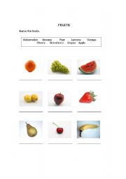 English worksheet: Fruits