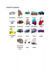 English worksheet: transportation