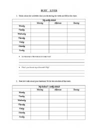 English Worksheet: busy lives