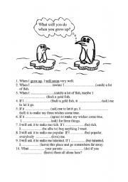 English Worksheet: What will you do when you grow up?