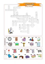 English Worksheet: Furniture crossword