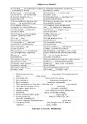 English Worksheet: adjective or adverb