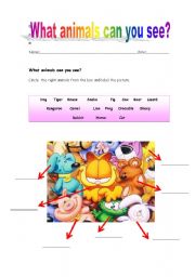 English Worksheet: What animals can you see