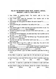 English Worksheet: SHOULD, MUST, HAVE TO 