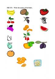 English worksheet: fruit with pictures