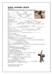English Worksheet: Skater Boy - a song full of past simples