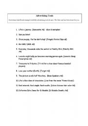 English Worksheet: Advertising Terms Worksheet