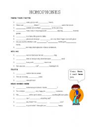 English Worksheet: Homophones