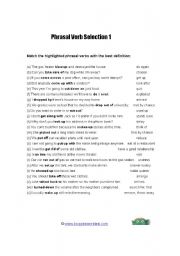 English Worksheet: phrasal verbs