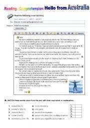 English Worksheet: Hello from Australia