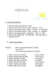 English worksheet: adjectives