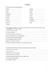 English worksheet: Plurals