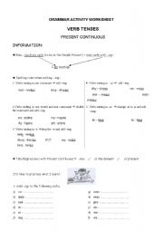 English Worksheet: The Present Continuous