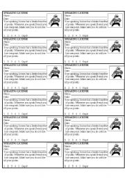 English Worksheet: Speaking License