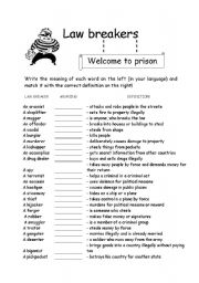 English Worksheet: Law breakers - VOCABULARY