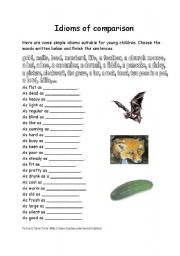 English Worksheet: Idioms of comparison for young learnes
