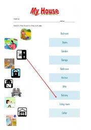 English Worksheet: Rooms in the house