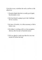 English Worksheet: Noun-Verb-Adjective