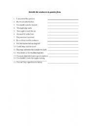 English Worksheet: rewrite the sentences in passive form..