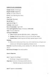 English worksheet: aims and objectives of the possessive lesson plan
