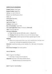 English Worksheet: aims and objectives of the possessive lesson plan