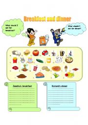 English Worksheet: breakfast and dinner