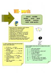 English Worksheet: WH words