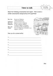 English worksheet: time to talk