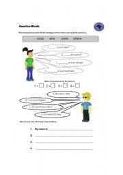 English Worksheet: Question Words