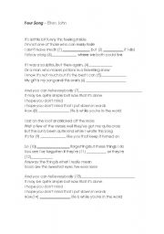 English worksheet: Your Song, from Elton John.