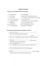 English worksheet: Idioms Worksheet