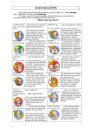 English Worksheet: Horoscopes