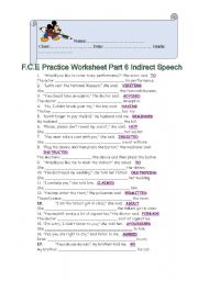 FCE Worksheet Part 6 Indirect Speech