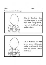 English Worksheet: Physical appearance