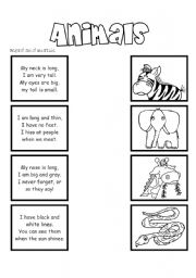 English Worksheet: Animal riddles