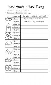 English Worksheet: How much - How many