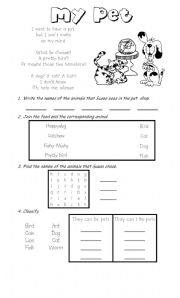 English Worksheet: Reading: My pet