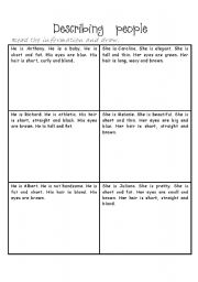 English Worksheet: Describing people