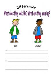 English Worksheet: Differences - Physical appearance