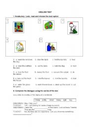 English Worksheet: vocabulary test