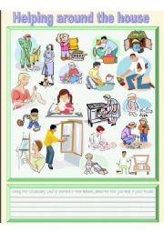 English Worksheet: Helping Around the House - Picture Dictionary Exercise 1