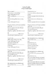 English worksheet: Say a little prayer